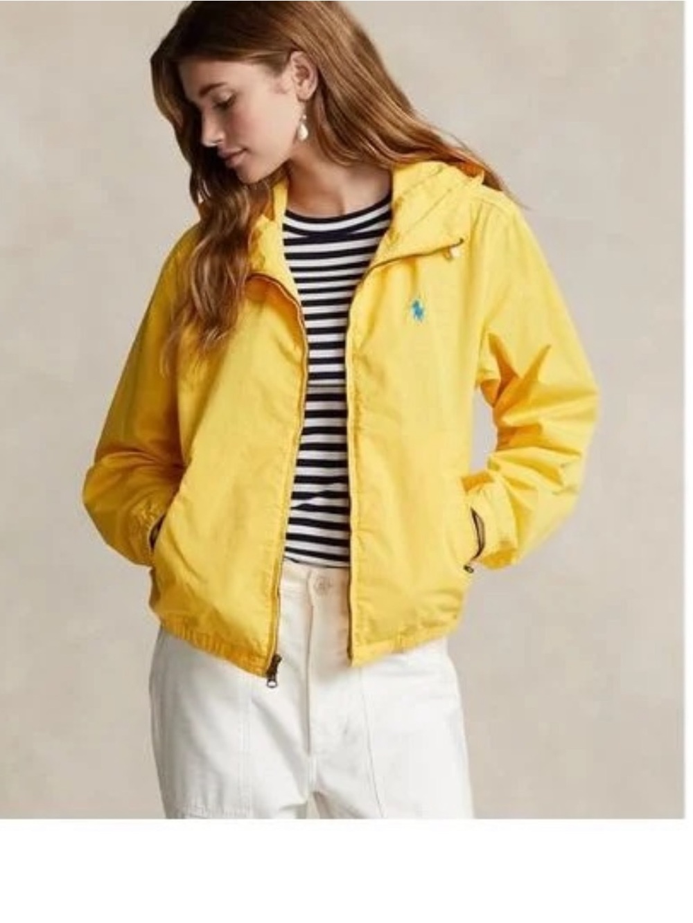 POLO RALPH LAUREN Washed Twill Hooded Jacket - Chrome Yellow